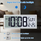WallarGe Backlight Digital Wall Clock Battery Operated - - Image 2