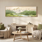 Large Framed Green Landscape Wall Art - Image 4