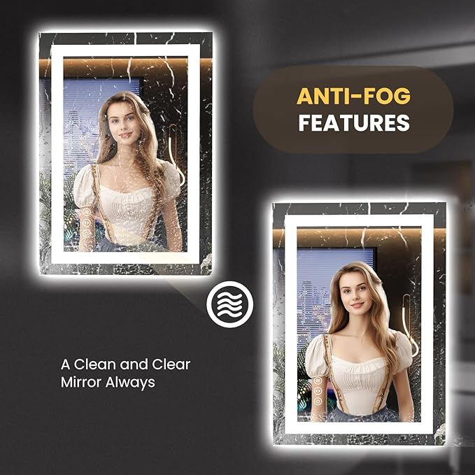 LOAAO 20"x28" LED Mirror for Bathroom, Lighted Bathroom Mirror - Image 4