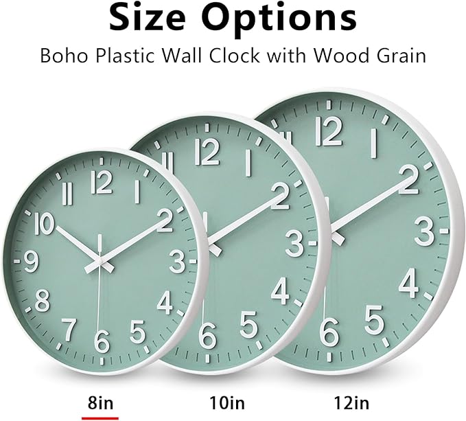 HZDHCLH Wall Clocks Battery Operated, Wall Clock Green, 8 inch Wall Clock - Image 5
