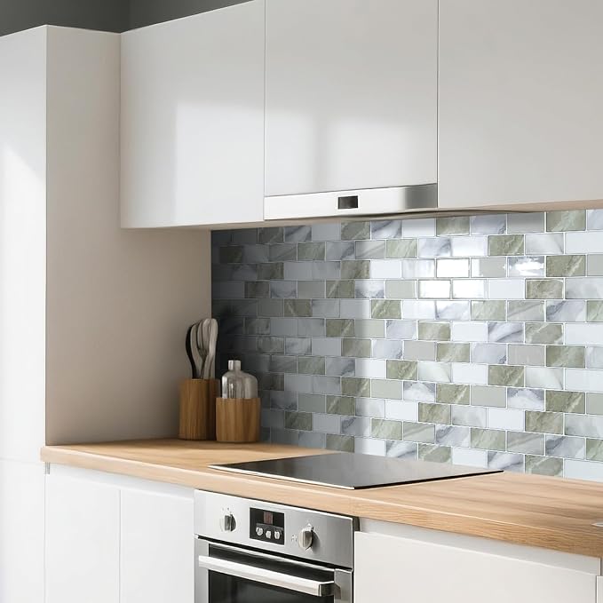 Art3d Peel and Stick Beige & White Wall Tiles – 12"x12" Thickened Design - Image 2