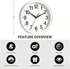 Rohioue Wall Clock Modern 8 Inch Battery Operated Silent Non Ticking Small - Image 3