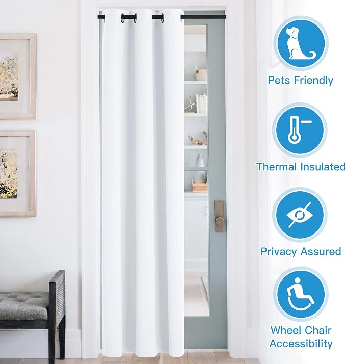 RYB HOME Blackout Curtains Thermal Insulating Privacy Temporary Door Curtains - Image 3