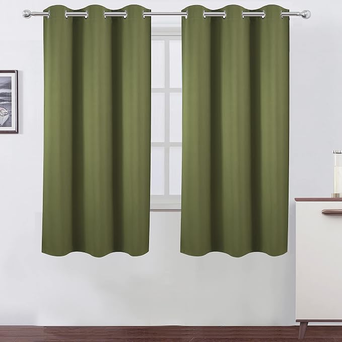 LEMOMO Olive Green Blackout Curtains 42 x 63 Inch Length/Set of 2 Curtain by Lemomo