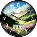 14'' Silent Non-Ticking Rustic Mountain Wildflowers Wall Clock, Battery by SCOAGE