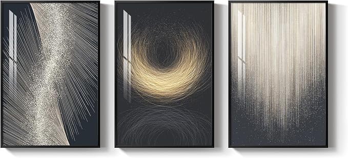Large Framed Black and Gold Modern Luxury Abstract Wall Art - Image 8
