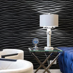 STICKGOO Black 3D Wall Panels, Wave Design Textured PVC Wall Panels, - Image 4