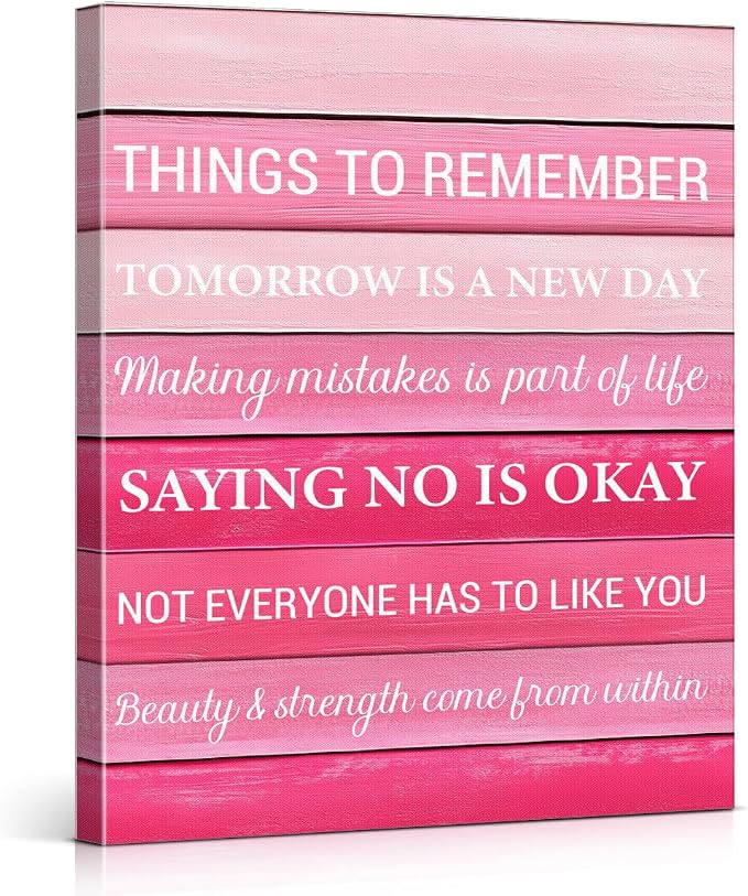 Inspirational Pink Wall Art Decor, Preppy Motivational Room Sign by VAHATAN