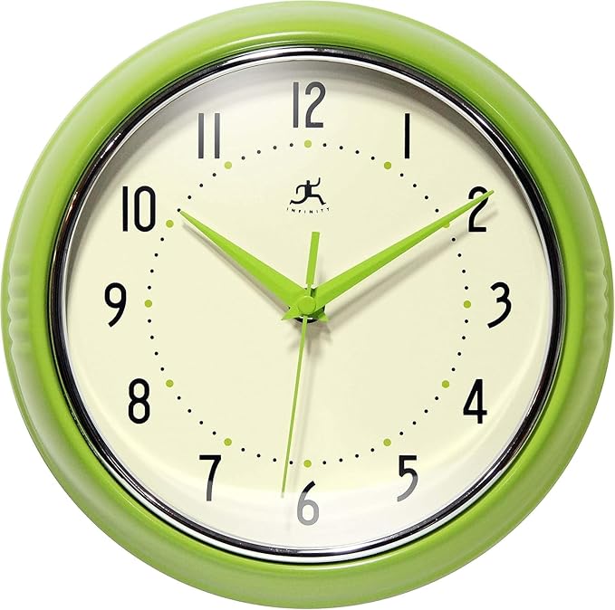Infinity Instruments LTD. Retro 9 inch Silent Sweep Non-Ticking Mid Century by InfinityInstruments