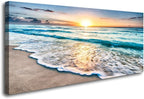 Baisuart S02262 Canvas Prints Wall Art Beach Sunset Ocean Waves Nature Pictures by Baisuart