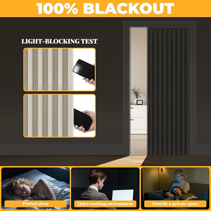 AJAZZ 100% Blackout Magnetic Door Curtain Accordion Doors Interior Accordion - Image 3