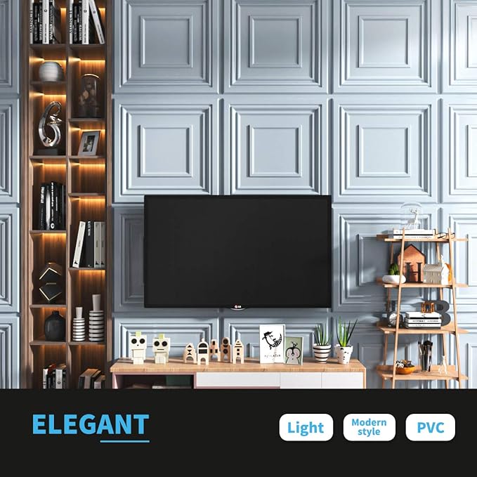 Art3d Decorative 3D Wall Panels 24" x 24", Square Gray Ceiling Tiles, Wall - Image 4