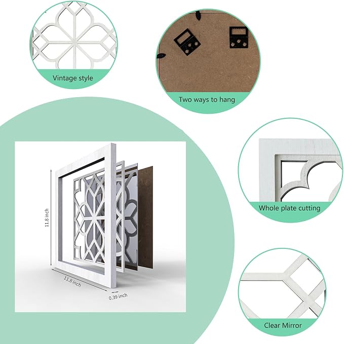 ZEXUIRU 4 Set. Rustic Wall Mirrors - Image 6