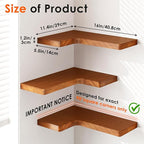 Fixwal Corner Floating Shelves for Wall Mounted Natural Solid Wood 16"x11.4" - Image 2