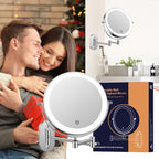 FUNTOUCH 2500mAh Rechargeable Wall Mounted Lighted Makeup Vanity Mirror 8 Inch - Image 7