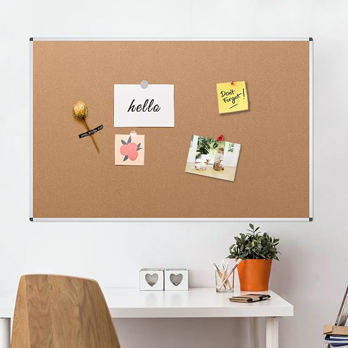 VIZ-PRO Large Cork Bulletin Board, 60 X 48 Inches, Wall-Mounted Corkboard - Image 7