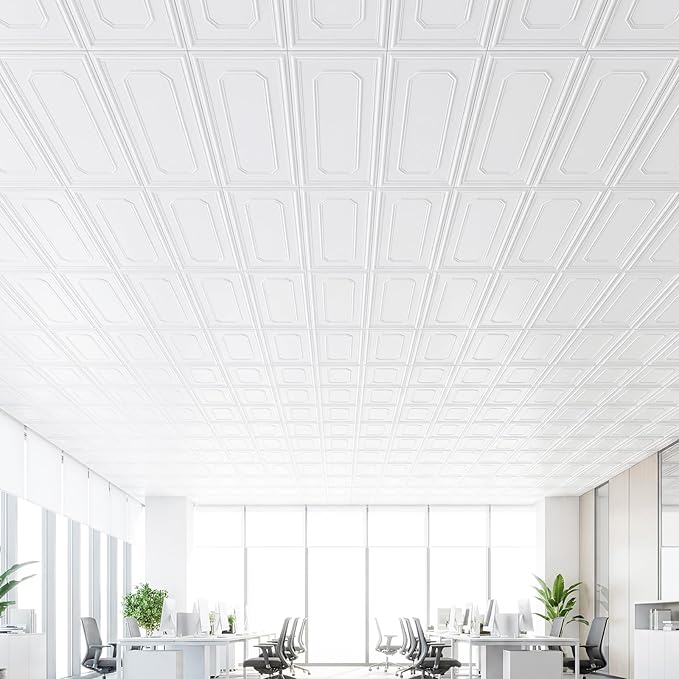 Giantex 12 Pack PVC Wall Panels, Glue Up or Drop Ceiling Panel, Waterproof 3D - Image 9