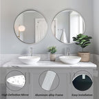 Sunniry Silver Round Mirror 24 inch, 2 Pack Silver Circle Mirror, Round - Image 2