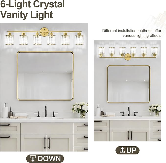 Crystal Bathroom Light Fixtures, Bathroom Lighting Fixtures Over Mirror - Image 5