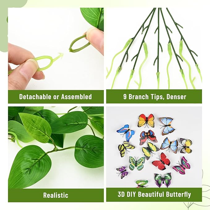 BLEUM CADE 2Pcs Fake Hanging Plants, 9 Branch Artificial Hanging Plant - Image 3