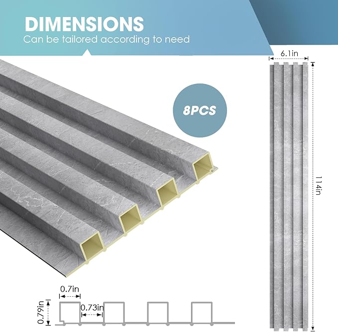 OUZUGIE WPC Acoustic Slat Wall Paneling, Living Room, TV Background, Study Room - Image 3