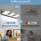 360° Rotate LED Bathroom Vanity Light Fixtures, 1300LM Acrylic Brushed Nickel - Image 4