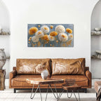 Abstract White Flower Wall Art Golden Floral Pictures Wall Decor Neutral - Image 4
