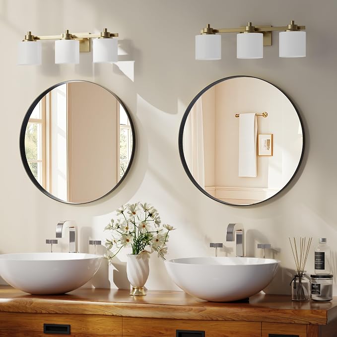 24 inch Round Bathroom Mirror, Wall Mounted Circle Mirror - Image 2