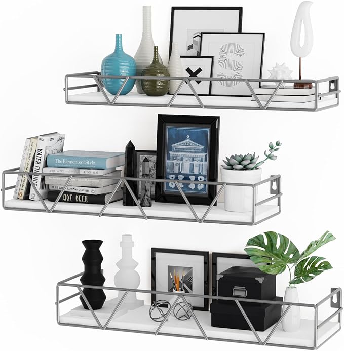 Amaoot Floating Shelves Set of 3, Home Wood Wall Shelf, Farmhouse Shelf by Amoot