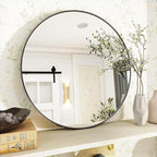 VooBang Black Round Bathroom Mirror, 30 inch Circle Wall Mounted Hanging Mirror - Image 8