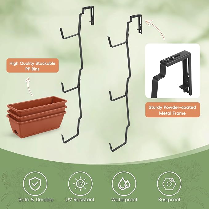 OYEAL Railing Planter Box Window Boxes Planters - Image 7