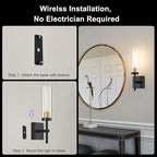 Wireless Wall Sconces with Remote Control, Battery Operated Wall Sconce Set of 2 - Image 5