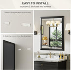 Briivue 28x32 Inch Black Bathroom Mirror - Image 8