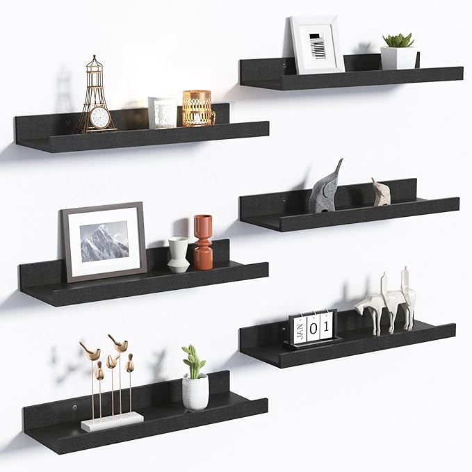 upsimples Floating Shelves for Wall, Wall Shelves for Decor Storage Set of 6 by upsimples