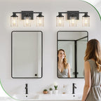 DORESshop 17 Inch Bathroom Light Fixtures, 3-Light Black Bathroom Lighting - Image 7