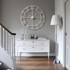 Cuspin 30 Inch Large Wall Clock, Modern Silver Metal Big Decorative Wall Clock - Image 3