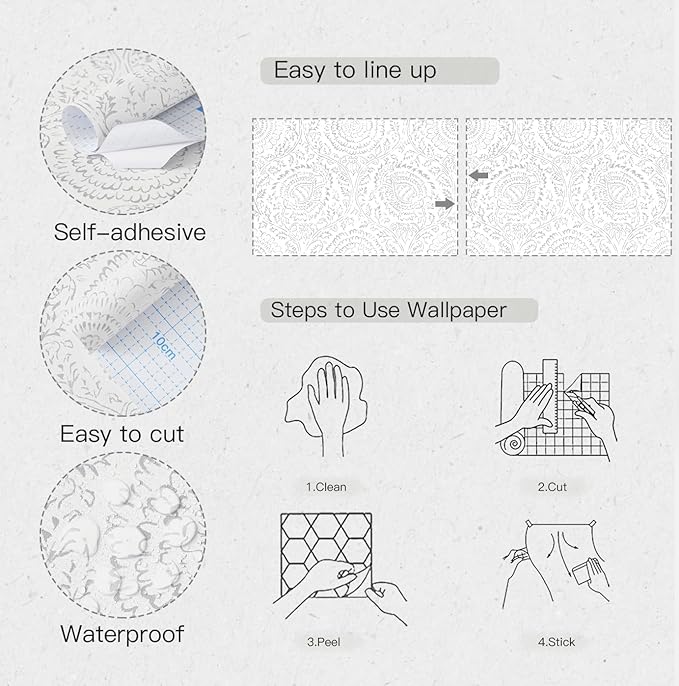 Heroad Peel and Stick Wallpaper Modern Floral Wall Paper Boho Grey Contact - Image 8