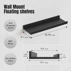RICHER HOUSE 8 Set Black Floating Wall Mounted Shelves, Nursery Hanging Book - Image 3