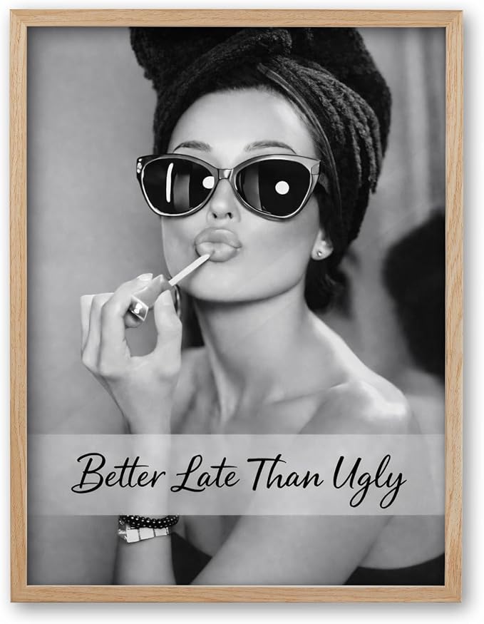 iHery Unframed 12x16 in Audrey Hepburn Vintage Makeup Canvas Print, Better Late - Image 4