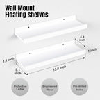 RICHER HOUSE 5 Set White Floating Shelves, Wall Mounted Shelves - Image 3