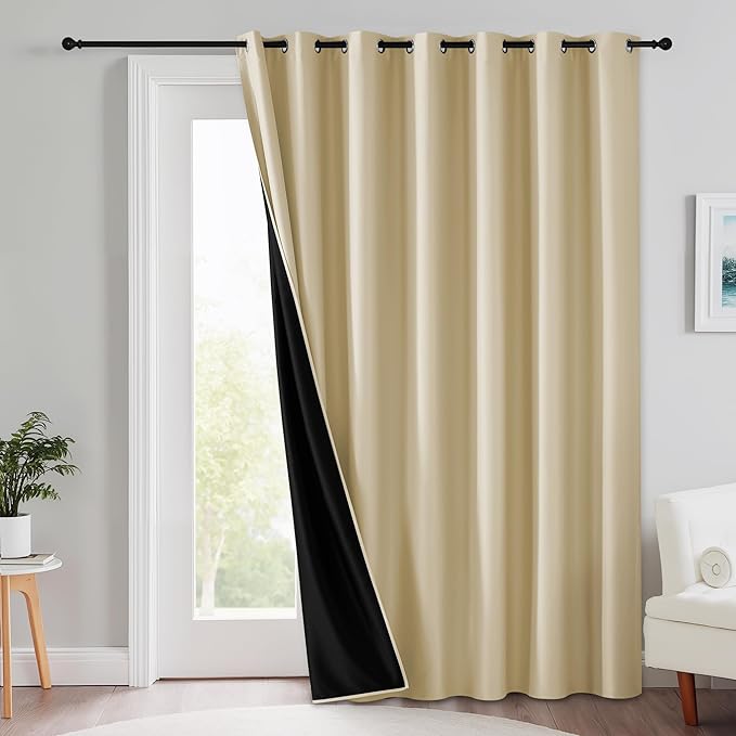 RYB HOME Extra Wide 100% Blackout Patio Door Curtain 96 inch Long, Grommet Room by RYBHOME