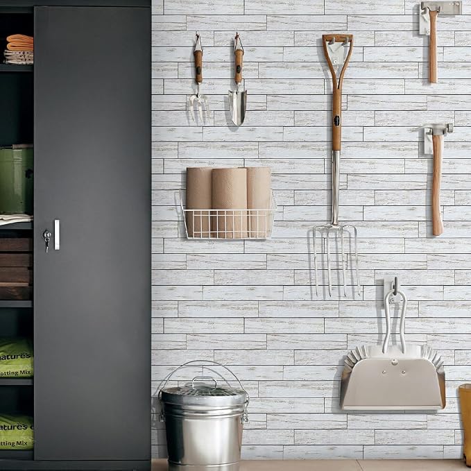 COMSTICKC Peel and Stick Faux Wood Wall Sticker Wall Panels, Not Real Wood - Image 8