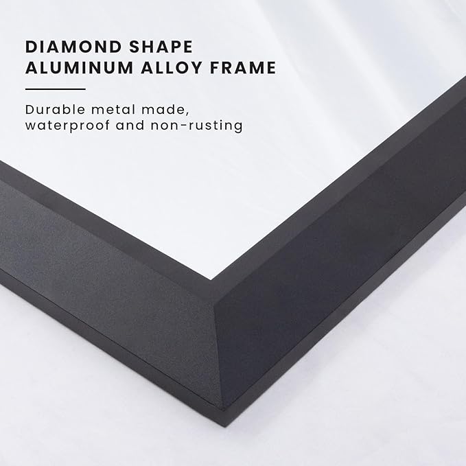 Amorho Bathroom Mirror Black, 40X36 Inch Thick Metal Framed Wall Mirrors - Image 2