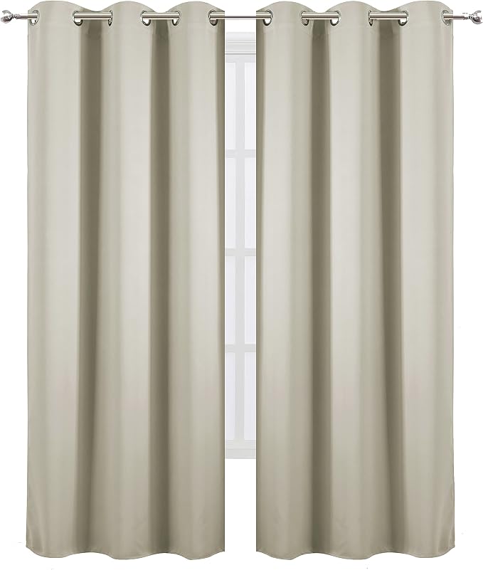LEMOMO Light Beige Thermal Blackout Curtains/42 x 95 Inch/Set of 2 Panels Room - Image 2