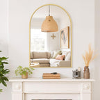 Arched Wall Mirror 38x26 Inch Gold Bathroom Vanity Mirror - Image 7
