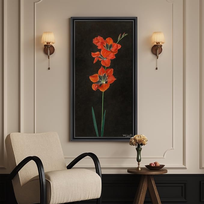 Vintage Framed Red Floral Wall Art - Image 7