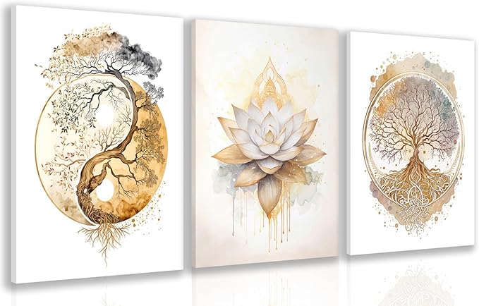 GELDSTEI Tree of Life Wall Art, Calming Zen Wall Decor, Abstract Yin Yang Tree by Unknown