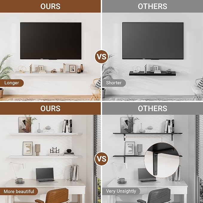 Heimlove Floating Shelves for Wall 36 Inches Long, 9.3" Deep White Floating - Image 4