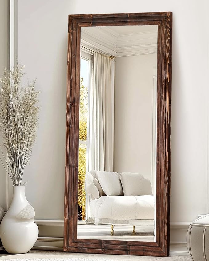 Full Length Mirror 71"x30" Solid Wood Frame Floor Large Mirror - Image 6