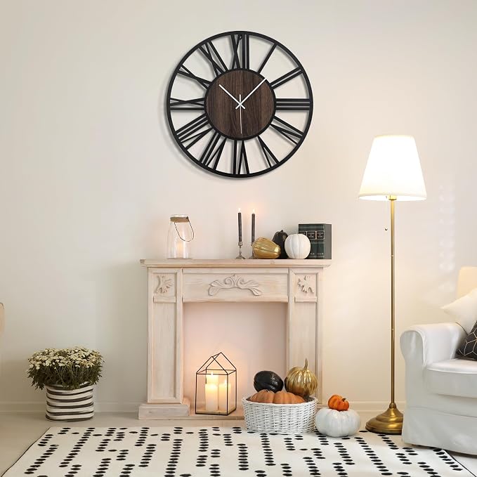 Large Wall Clock for Living Room Decor, 24 Inch Non Ticking Silent, Battery - Image 8